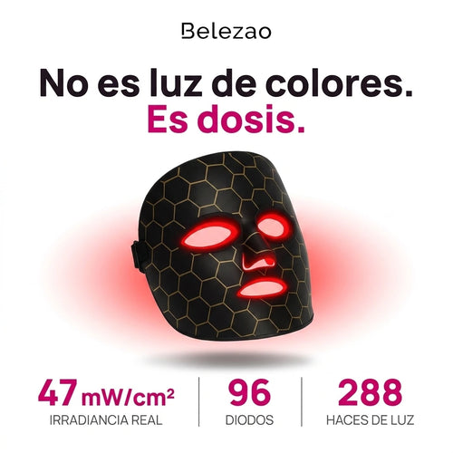 No es luz de colores, es dosis: 47 mW/cm2, 96 diodos, 288 haces de luz
