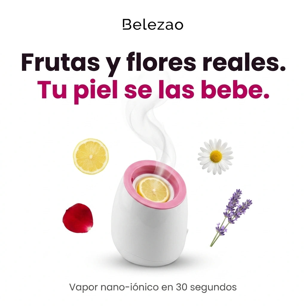 Frutas y flores reales: tu piel se las bebe. Vapor nano-ionico en 30 segundos