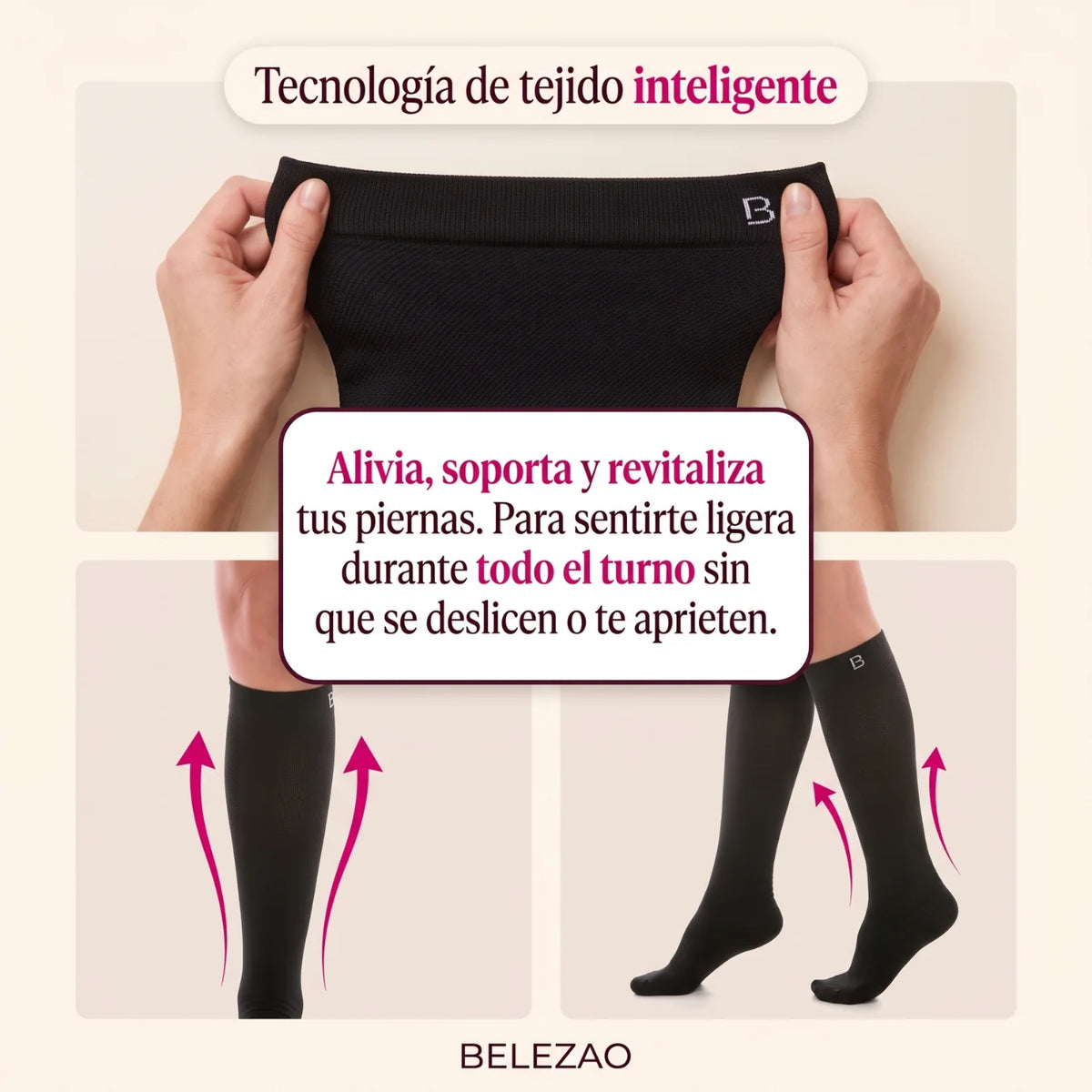 Tejido que alivia, soporta y no se desliza