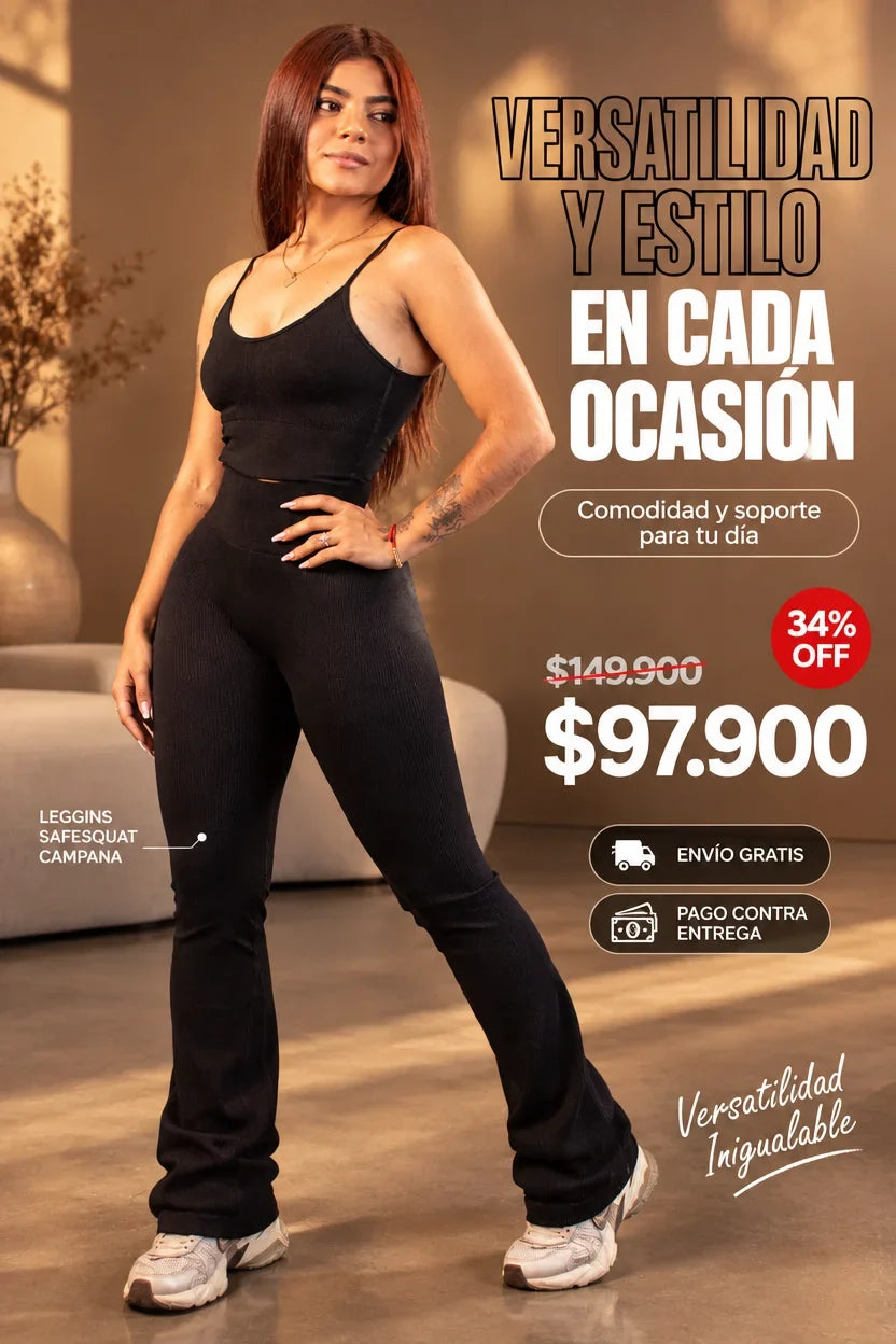 SafeSquat Campana: Leggins Control de Abdomen Bota Campana